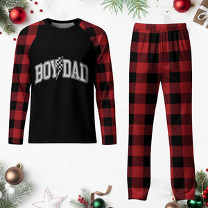 Boy Dad Lightning Bolt Checkered Varsity Son Daddy Plaid Pajama Set TS11 Buffalo Plaid Print Your Wear