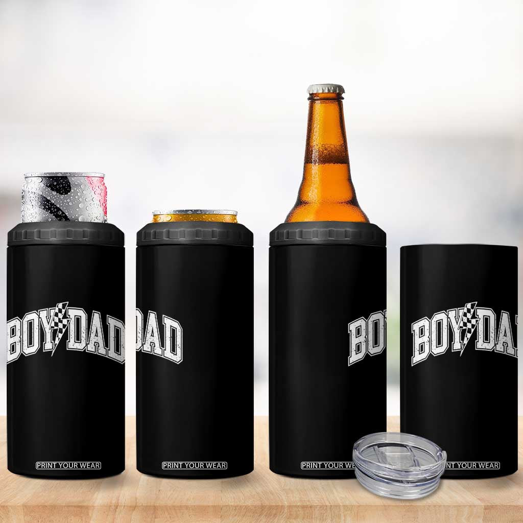 Boy Dad Lightning Bolt Checkered Varsity Son Daddy 4 in 1 Can Cooler Tumbler TS11 Print Your Wear