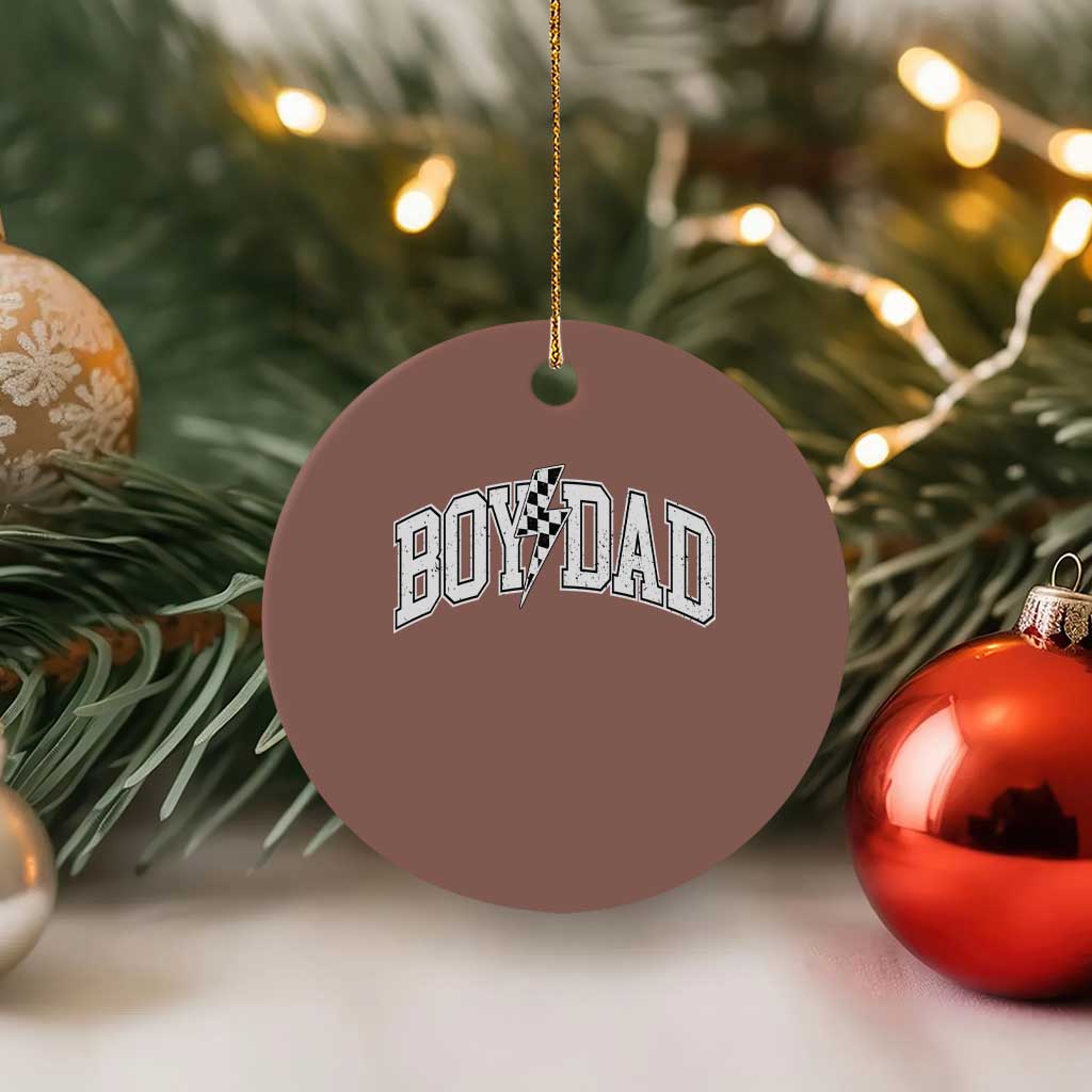 Boy Dad Lightning Bolt Checkered Varsity Son Daddy Ceramic Ornament TS11 1pc Mocha Print Your Wear