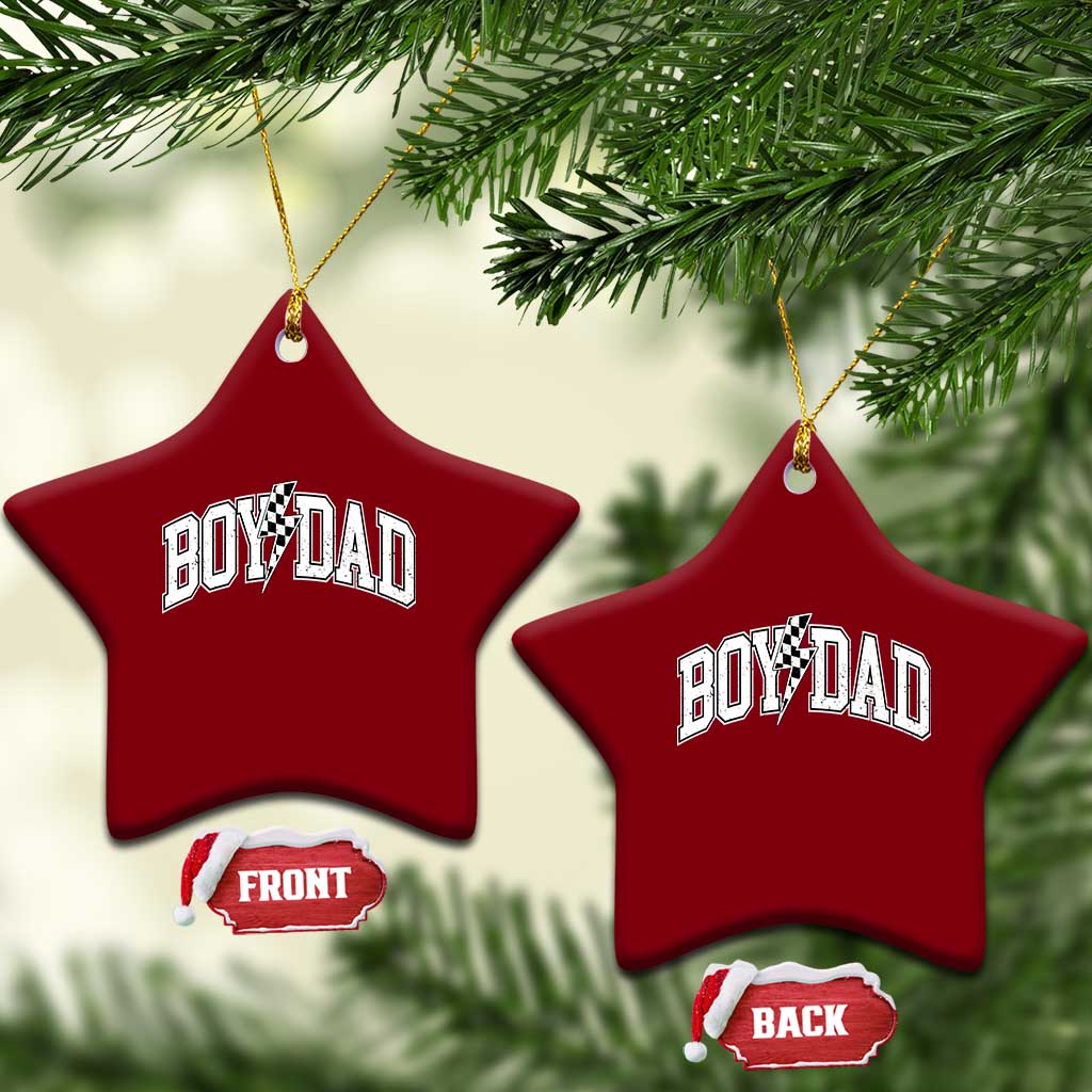 Boy Dad Lightning Bolt Checkered Varsity Son Daddy Ceramic Ornament TS11 Print Your Wear