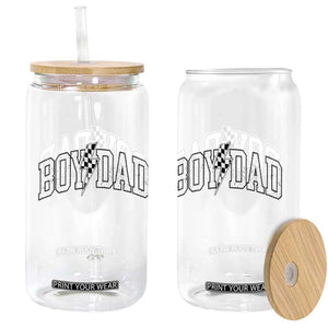 Boy Dad Lightning Bolt Checkered Varsity Son Daddy Glass Can TS11 Print Your Wear