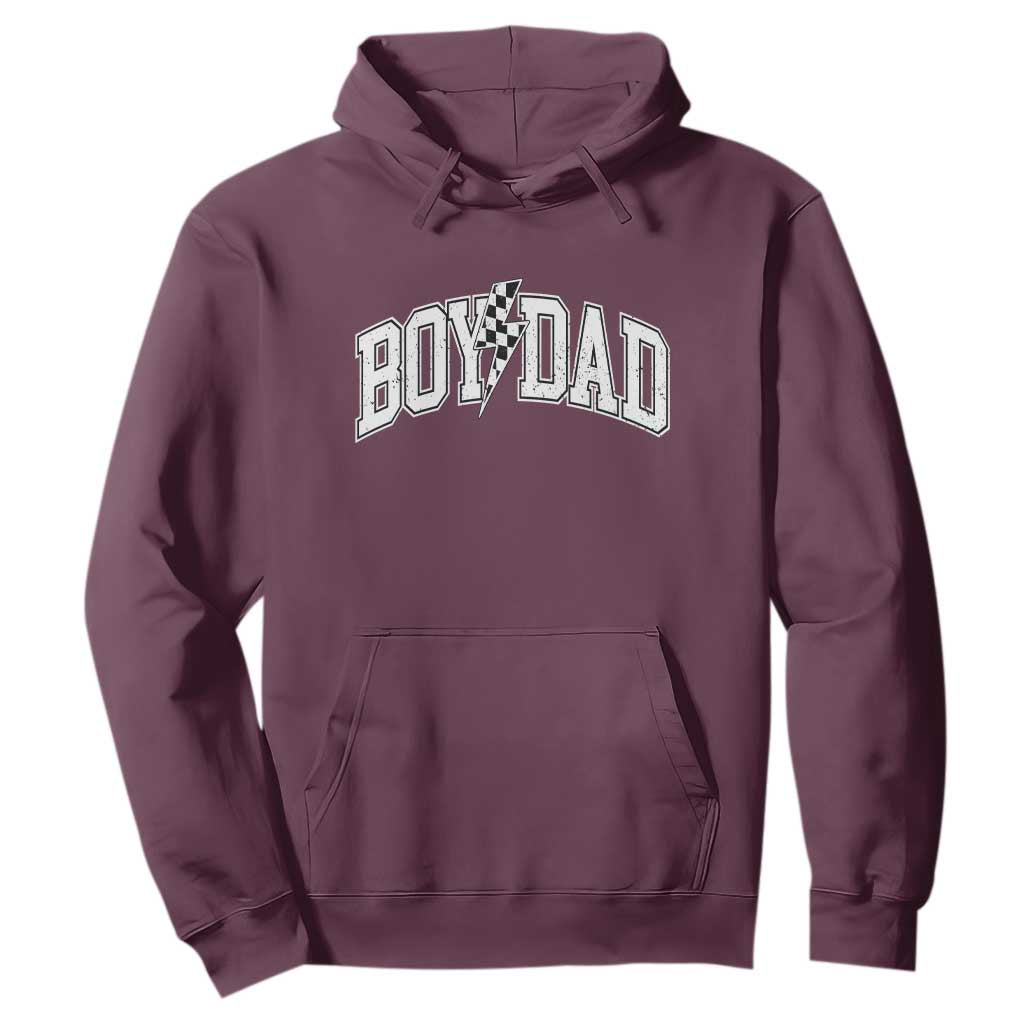 Boy Dad Lightning Bolt Checkered Varsity Son Daddy Hoodie TS11 Maroon Print Your Wear