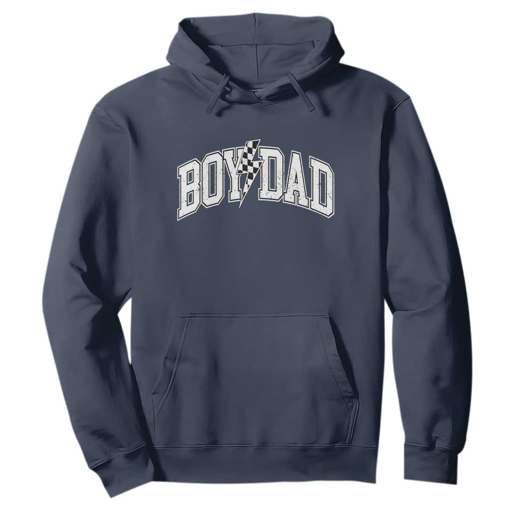 Boy Dad Lightning Bolt Checkered Varsity Son Daddy Hoodie TS11 Navy Print Your Wear