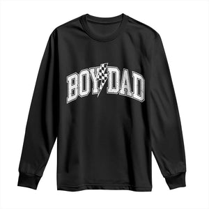 Boy Dad Lightning Bolt Checkered Varsity Son Daddy Long Sleeve Shirt TS11 Black Print Your Wear