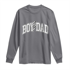 Boy Dad Lightning Bolt Checkered Varsity Son Daddy Long Sleeve Shirt TS11 Charcoal Print Your Wear