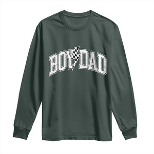 Boy Dad Lightning Bolt Checkered Varsity Son Daddy Long Sleeve Shirt TS11 Dark Forest Green Print Your Wear