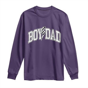 Boy Dad Lightning Bolt Checkered Varsity Son Daddy Long Sleeve Shirt TS11 Purple Print Your Wear