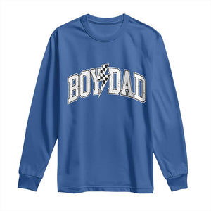 Boy Dad Lightning Bolt Checkered Varsity Son Daddy Long Sleeve Shirt TS11 Royal Blue Print Your Wear