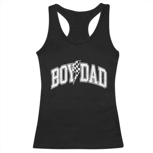 Boy Dad Lightning Bolt Checkered Varsity Son Daddy Racerback Tank Top TS11 Black Print Your Wear