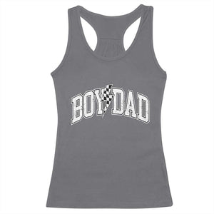 Boy Dad Lightning Bolt Checkered Varsity Son Daddy Racerback Tank Top TS11 Charcoal Print Your Wear