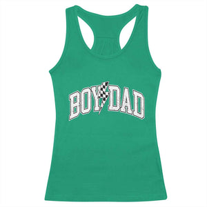 Boy Dad Lightning Bolt Checkered Varsity Son Daddy Racerback Tank Top TS11 Irish Green Print Your Wear