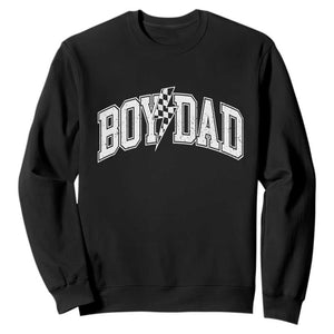 Boy Dad Lightning Bolt Checkered Varsity Son Daddy Sweatshirt TS11 Black Print Your Wear