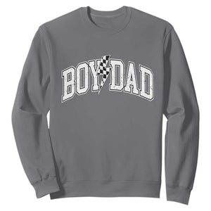 Boy Dad Lightning Bolt Checkered Varsity Son Daddy Sweatshirt TS11 Charcoal Print Your Wear