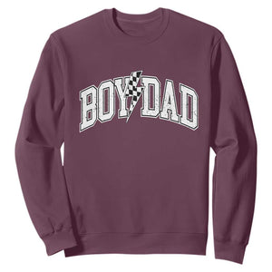 Boy Dad Lightning Bolt Checkered Varsity Son Daddy Sweatshirt TS11 Maroon Print Your Wear