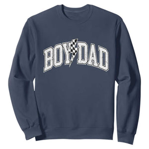 Boy Dad Lightning Bolt Checkered Varsity Son Daddy Sweatshirt TS11 Navy Print Your Wear