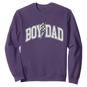 Boy Dad Lightning Bolt Checkered Varsity Son Daddy Sweatshirt TS11 Purple Print Your Wear