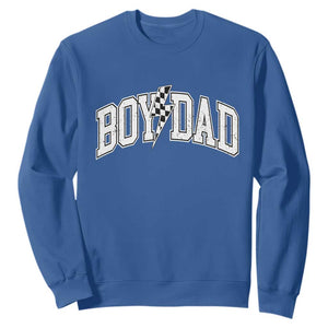 Boy Dad Lightning Bolt Checkered Varsity Son Daddy Sweatshirt TS11 Royal Blue Print Your Wear