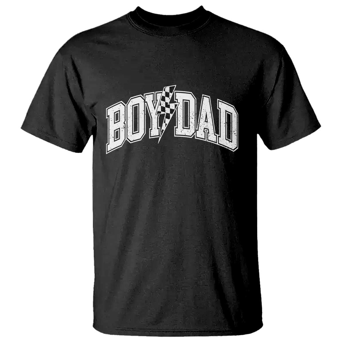 Boy Dad Lightning Bolt Checkered Varsity Son Daddy T Shirt TS11 Black Print Your Wear