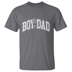Boy Dad Lightning Bolt Checkered Varsity Son Daddy T Shirt TS11 Charcoal Print Your Wear