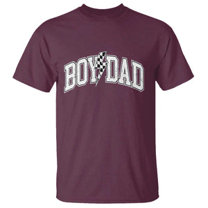Boy Dad Lightning Bolt Checkered Varsity Son Daddy T Shirt TS11 Maroon Print Your Wear