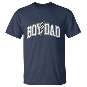Boy Dad Lightning Bolt Checkered Varsity Son Daddy T Shirt TS11 Navy Print Your Wear