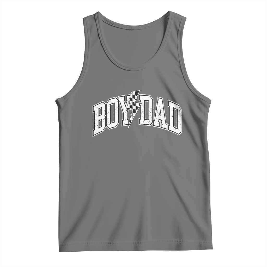 Boy Dad Lightning Bolt Checkered Varsity Son Daddy Tank Top TS11 Black Heather Print Your Wear