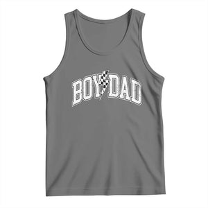 Boy Dad Lightning Bolt Checkered Varsity Son Daddy Tank Top TS11 Black Heather Print Your Wear