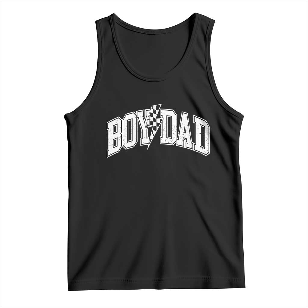 Boy Dad Lightning Bolt Checkered Varsity Son Daddy Tank Top TS11 Black Print Your Wear