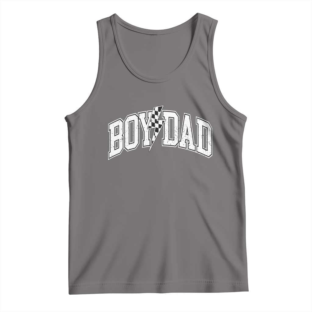 Boy Dad Lightning Bolt Checkered Varsity Son Daddy Tank Top TS11 Deep Heather Print Your Wear