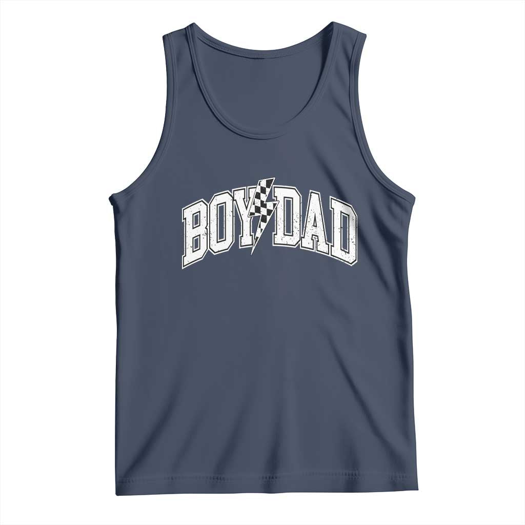 Boy Dad Lightning Bolt Checkered Varsity Son Daddy Tank Top TS11 Navy Print Your Wear
