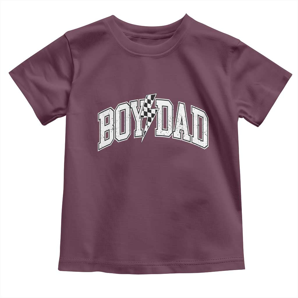Boy Dad Lightning Bolt Checkered Varsity Son Daddy Toddler T Shirt TS11 Maroon Print Your Wear