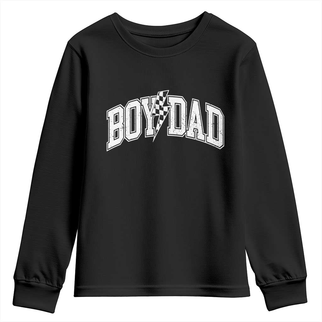 Boy Dad Lightning Bolt Checkered Varsity Son Daddy Youth Sweatshirt TS11 Black Print Your Wear
