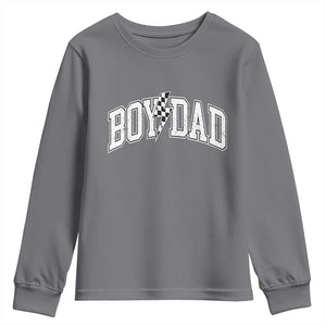 Boy Dad Lightning Bolt Checkered Varsity Son Daddy Youth Sweatshirt TS11 Charcoal Print Your Wear
