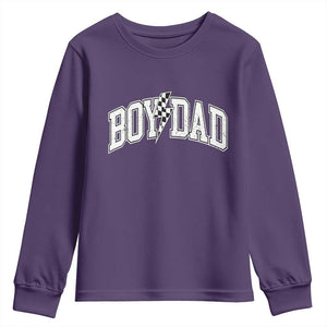 Boy Dad Lightning Bolt Checkered Varsity Son Daddy Youth Sweatshirt TS11 Purple Print Your Wear
