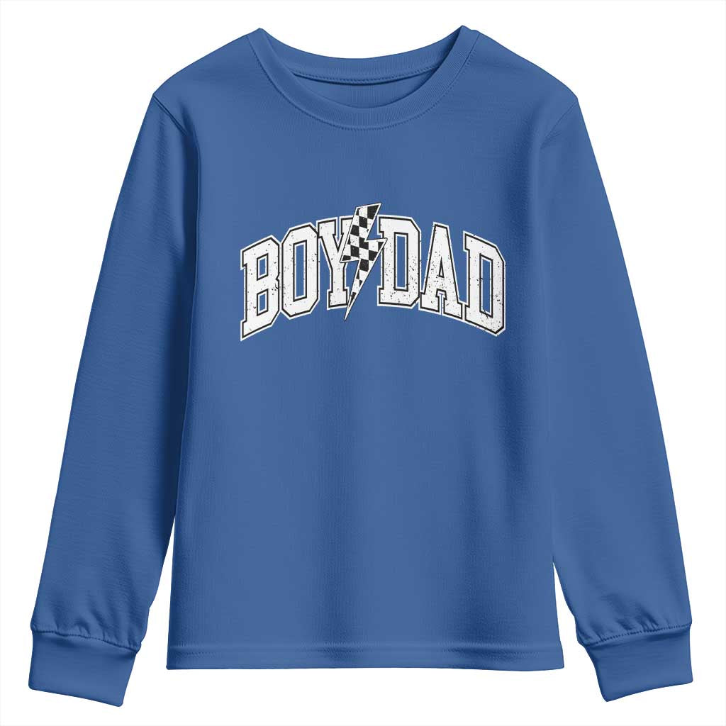 Boy Dad Lightning Bolt Checkered Varsity Son Daddy Youth Sweatshirt TS11 Royal Blue Print Your Wear