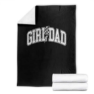 Girl Dad Lightning Bolt Checkered Varsity Daughter Daddy Throw Blanket TS11 Black Print Your Wear