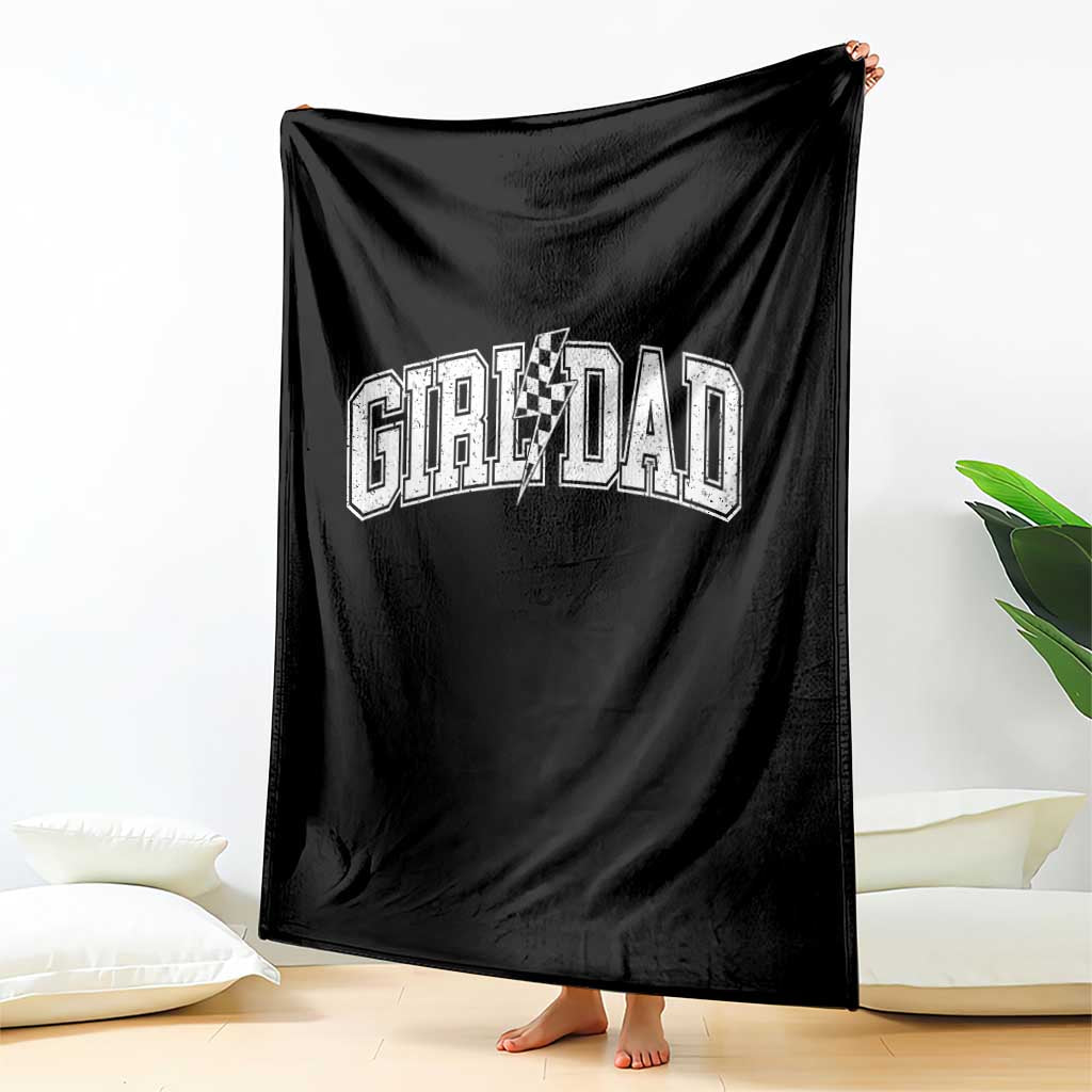 Girl Dad Lightning Bolt Checkered Varsity Daughter Daddy Throw Blanket TS11 Print Your Wear