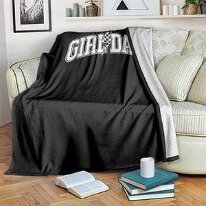 Girl Dad Lightning Bolt Checkered Varsity Daughter Daddy Throw Blanket TS11 Print Your Wear
