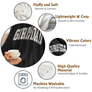 Girl Dad Lightning Bolt Checkered Varsity Daughter Daddy Throw Blanket TS11 Print Your Wear