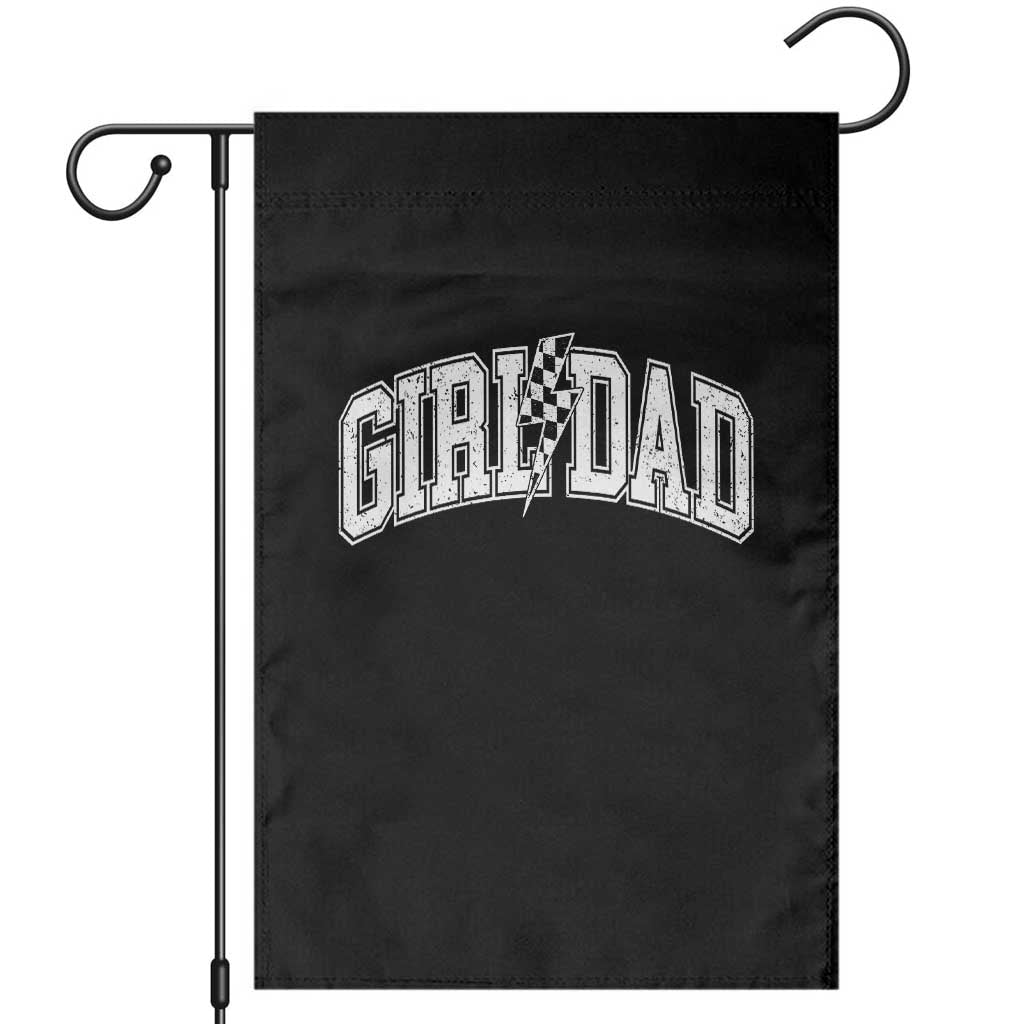 Girl Dad Lightning Bolt Checkered Varsity Daughter Daddy Garden Flag TS11 Black Print Your Wear