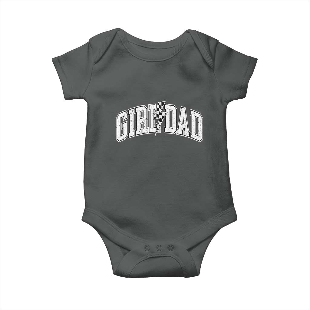 Girl Dad Lightning Bolt Checkered Varsity Daughter Daddy Baby Onesie TS11 Dark Heather Print Your Wear