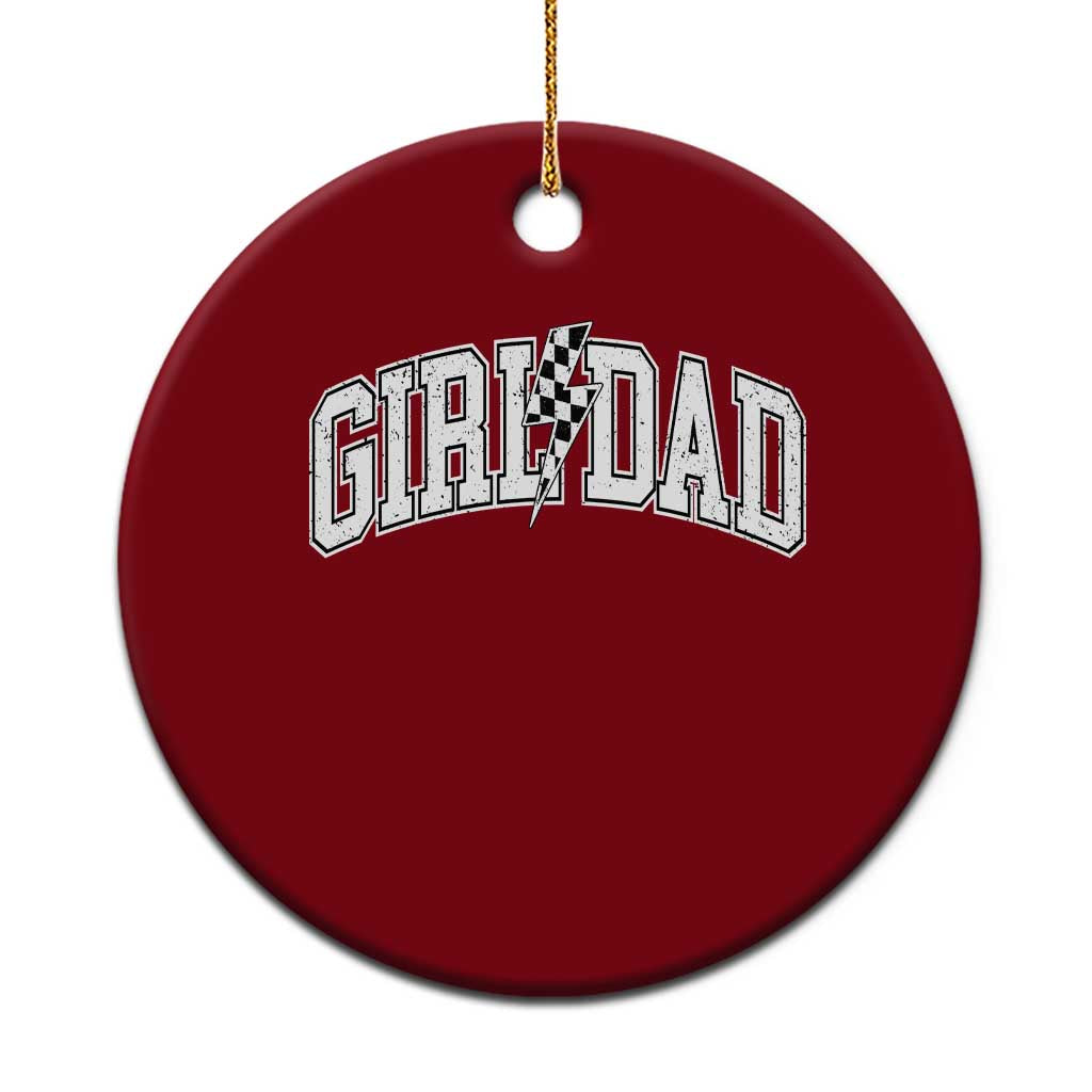 Girl Dad Lightning Bolt Checkered Varsity Daughter Daddy Ceramic Ornament TS11 1pc Red Print Your Wear