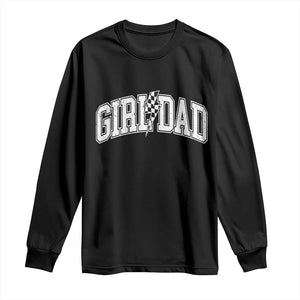 Girl Dad Lightning Bolt Checkered Varsity Daughter Daddy Long Sleeve Shirt TS11 Black Print Your Wear