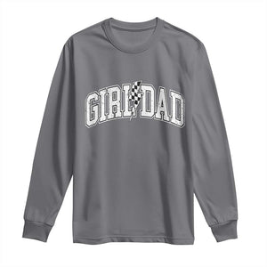 Girl Dad Lightning Bolt Checkered Varsity Daughter Daddy Long Sleeve Shirt TS11 Charcoal Print Your Wear