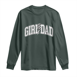 Girl Dad Lightning Bolt Checkered Varsity Daughter Daddy Long Sleeve Shirt TS11 Dark Forest Green Print Your Wear