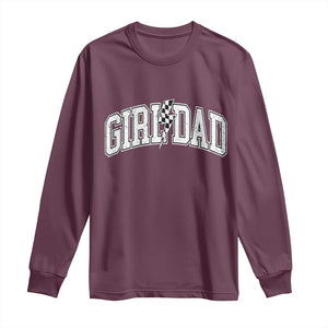 Girl Dad Lightning Bolt Checkered Varsity Daughter Daddy Long Sleeve Shirt TS11 Maroon Print Your Wear