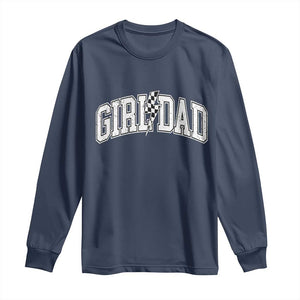 Girl Dad Lightning Bolt Checkered Varsity Daughter Daddy Long Sleeve Shirt TS11 Navy Print Your Wear