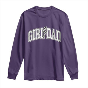 Girl Dad Lightning Bolt Checkered Varsity Daughter Daddy Long Sleeve Shirt TS11 Purple Print Your Wear