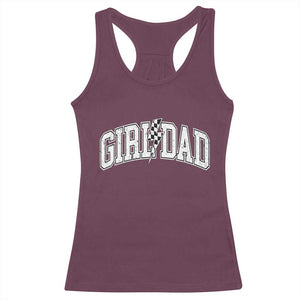 Girl Dad Lightning Bolt Checkered Varsity Daughter Daddy Racerback Tank Top TS11 Maroon Print Your Wear