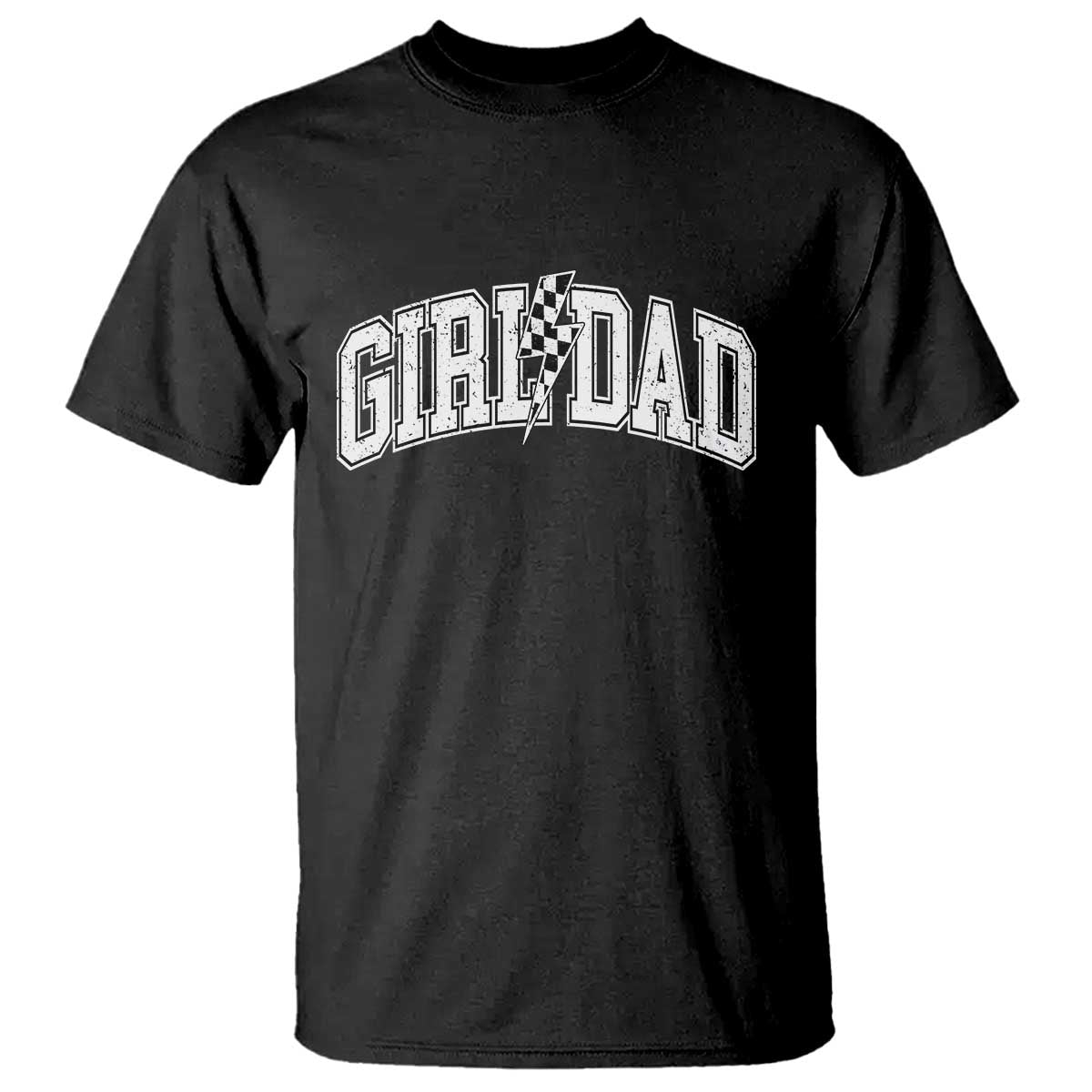 Girl Dad Lightning Bolt Checkered Varsity Daughter Daddy T Shirt TS11 Black Print Your Wear